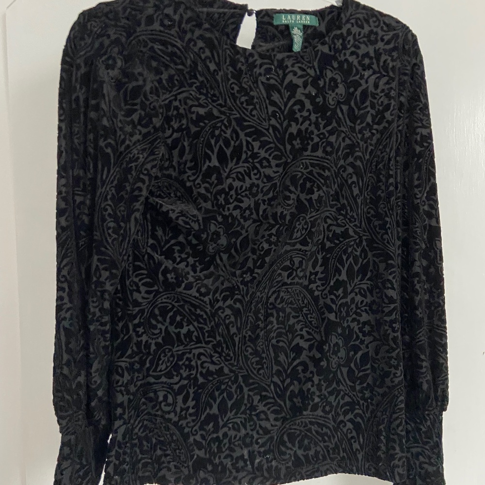 Lauren RL black velvet top